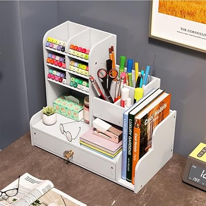 Hggzeg Upgraded Desktop Stationary Organizer with Drawer
