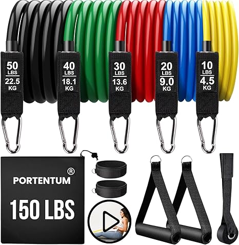 Resistance Bands Weight Building Kit 12 Elastic Bands for Yoga Calisthenics Gym