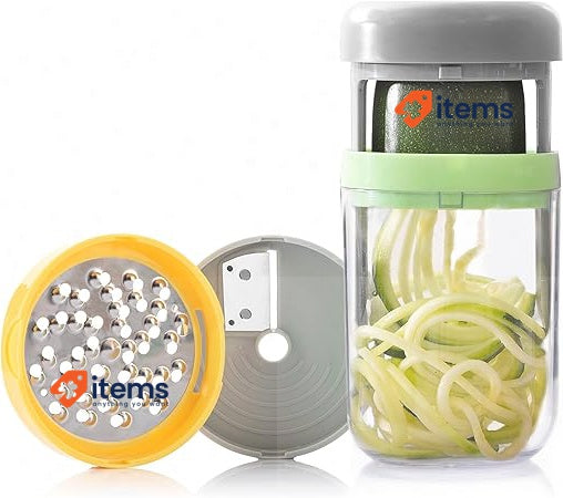Innovagoods Vigizer Spiral Vegetable Cutter And Grater, AS Grey Green Orange