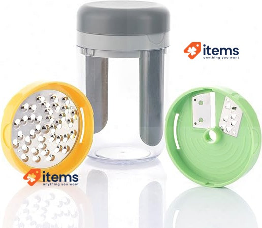 Innovagoods Vigizer Spiral Vegetable Cutter And Grater, AS Grey Green Orange