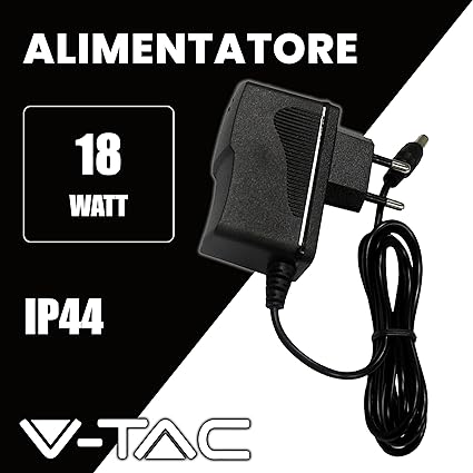 V-TAC Corriente 12V 18W 1.5A - Power Supply for Cameras, LED Spins Black