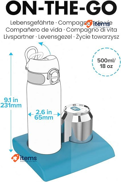 on8 Water Bottle 500 ml/18 oz Leak Proof Easy to Open Carbon Neutral Teal Ion8