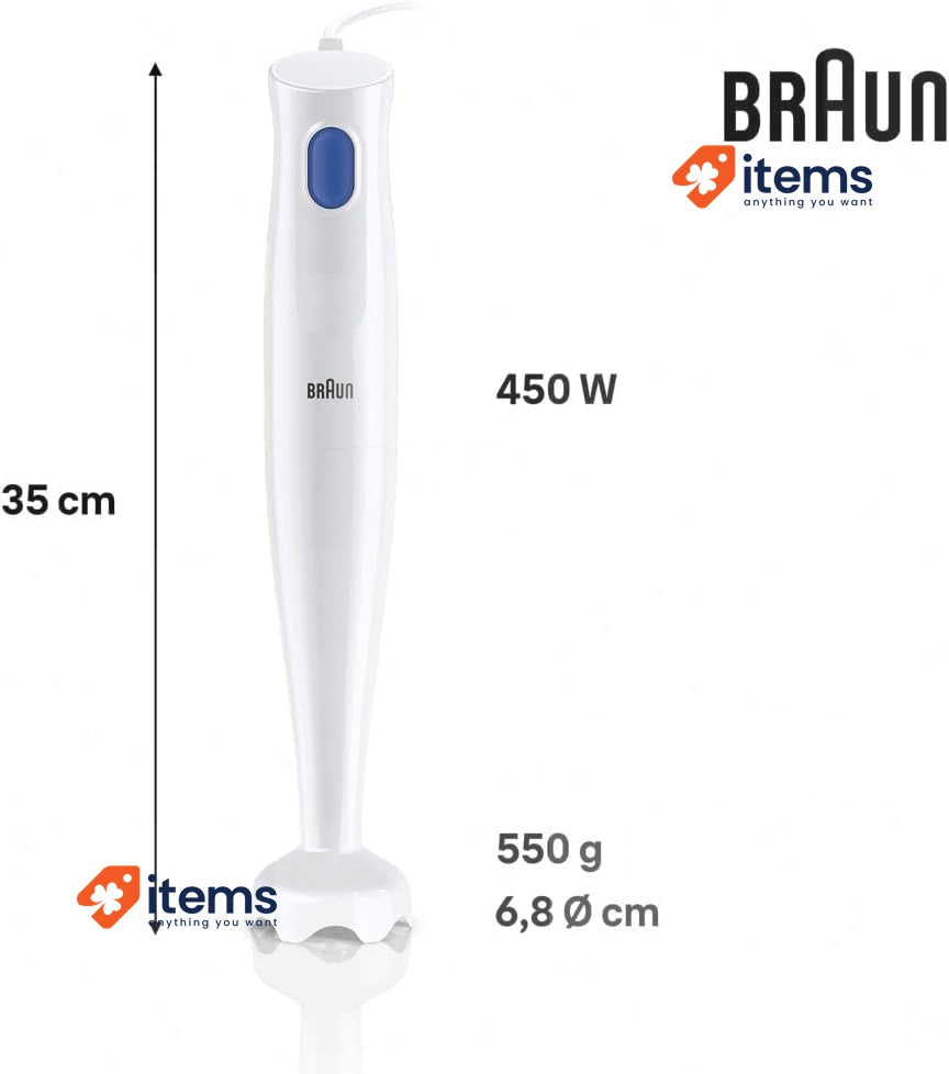 Braun Multiquick - 1 Hand Mixer MQ10.001P, Lightweight Mixr With Easytwist 450W