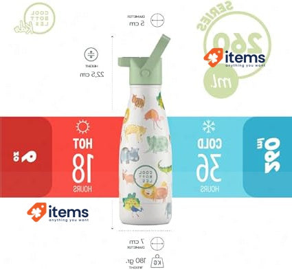 Cool Bottles Thermos Flask For Children - 260 Ml African Safari 3d Stainless Hot
