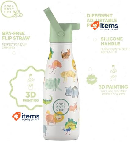 Cool Bottles Thermos Flask For Children - 260 Ml African Safari 3d Stainless Hot