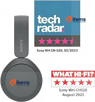 Sony WH-CH520 Headphones Black On-Ear Clear Wireless Bluetooth Lightweight 50hr