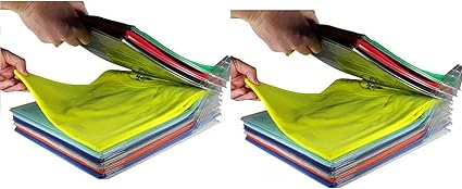 LEOFLA 20 x Space Saving System Folding Wardrobe And Drawers For T-Shirt Shirts