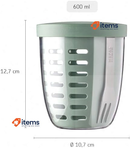 Mepal – Fruit & Veggie Pot Ellipse – Fruit container With Fork & Colander