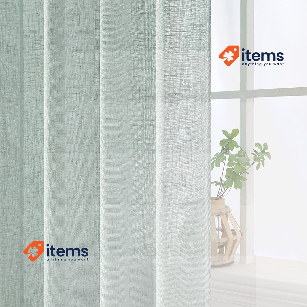 MIULEE Turquoise Voile Curtains for Living Room Net Curtain Pair, 55 x 63 inch
