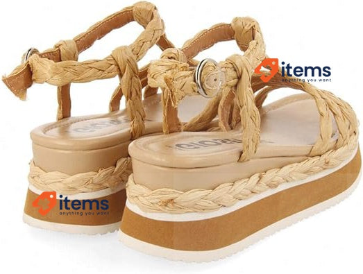 GIOSEPPO Women's Ankle - Strap Sandal Wood Gold Ferney Sneaker UK Sandals 5