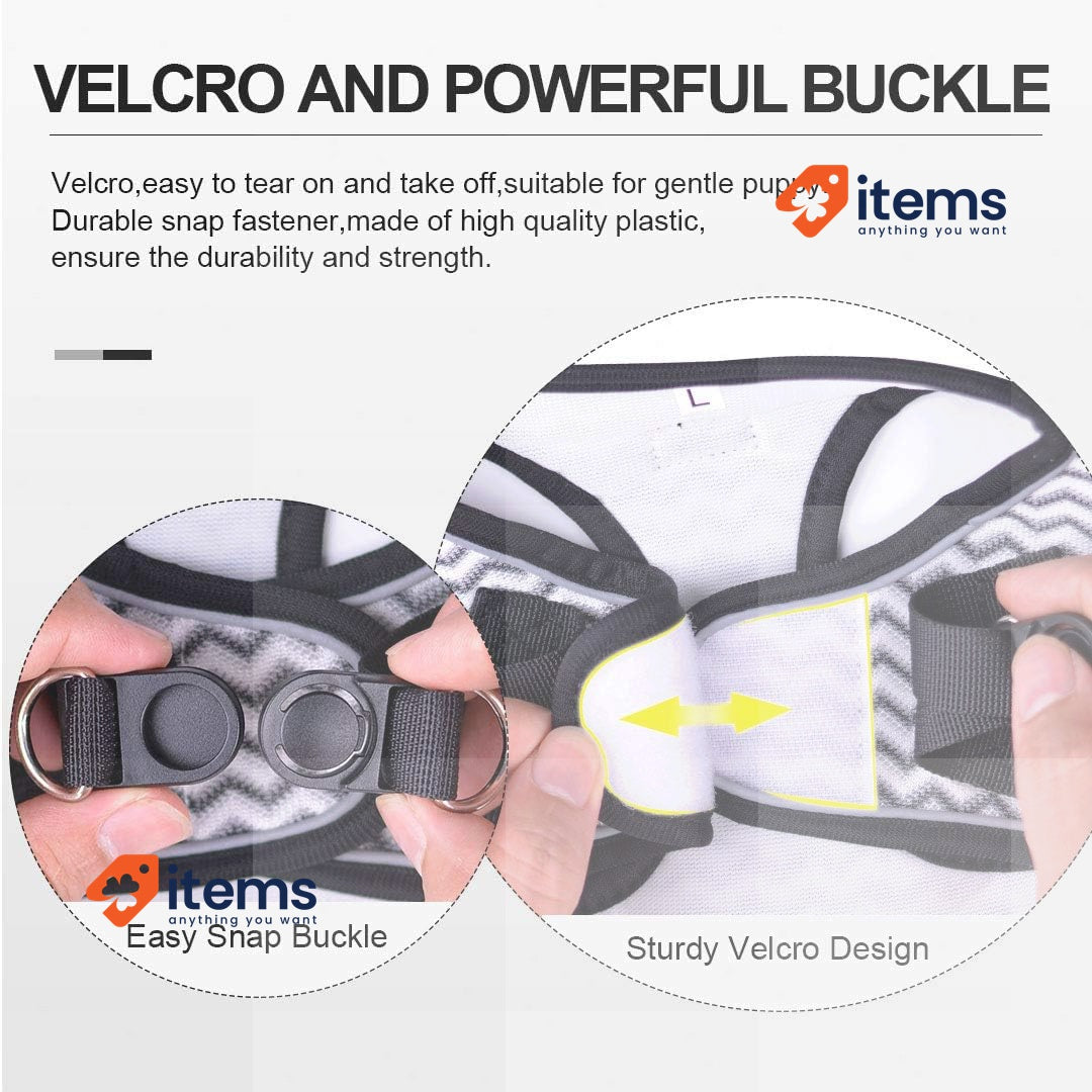 Suredoo Soft Mesh Dog Harness And Leash Set White Step Reflective Breathable Pet