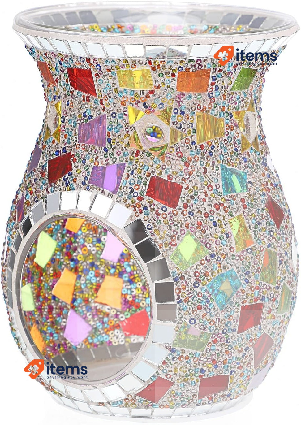 SUMNACON Glass Oil Burner With Candle Holder Tea Light Colourful Calabash Aroma