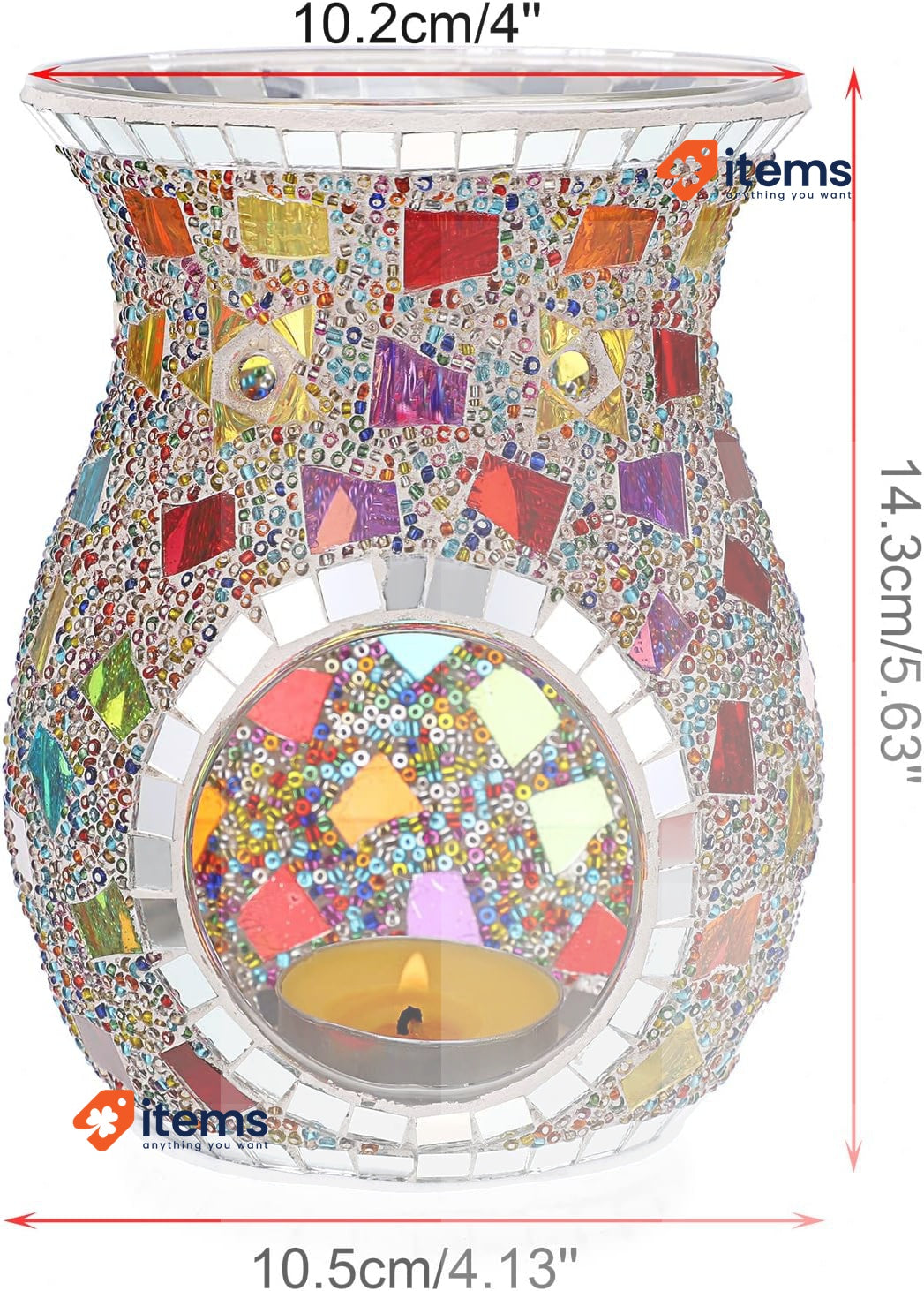 SUMNACON Glass Oil Burner with Candle Holder Tea Light Holder Colourful