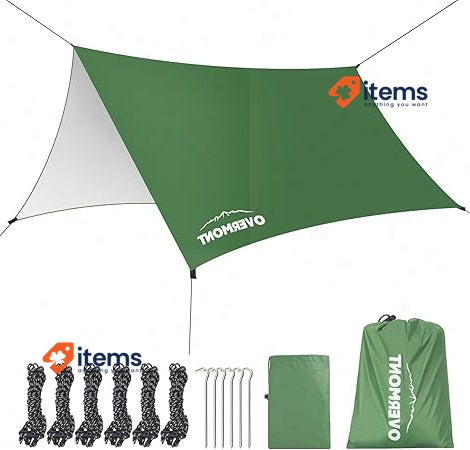 OVERMONT Tent Tarpaulin For Outdoor Hiking Green 3m X - 3 M, M Tents