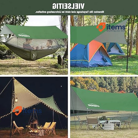 OVERMONT Tent Tarpaulin For Outdoor Hiking Green 3m X - 3 M, M Tents