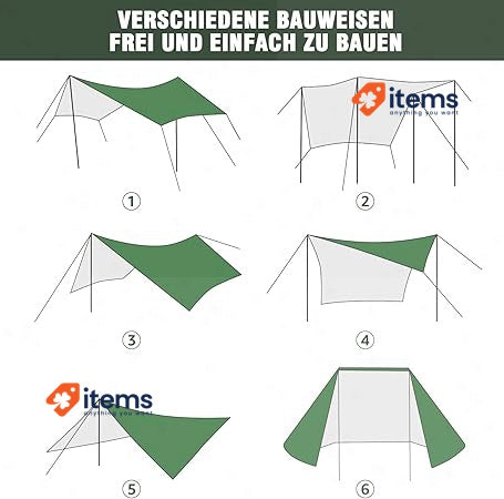 OVERMONT Tent Tarpaulin For Outdoor Hiking Green 3m X - 3 M, M Tents