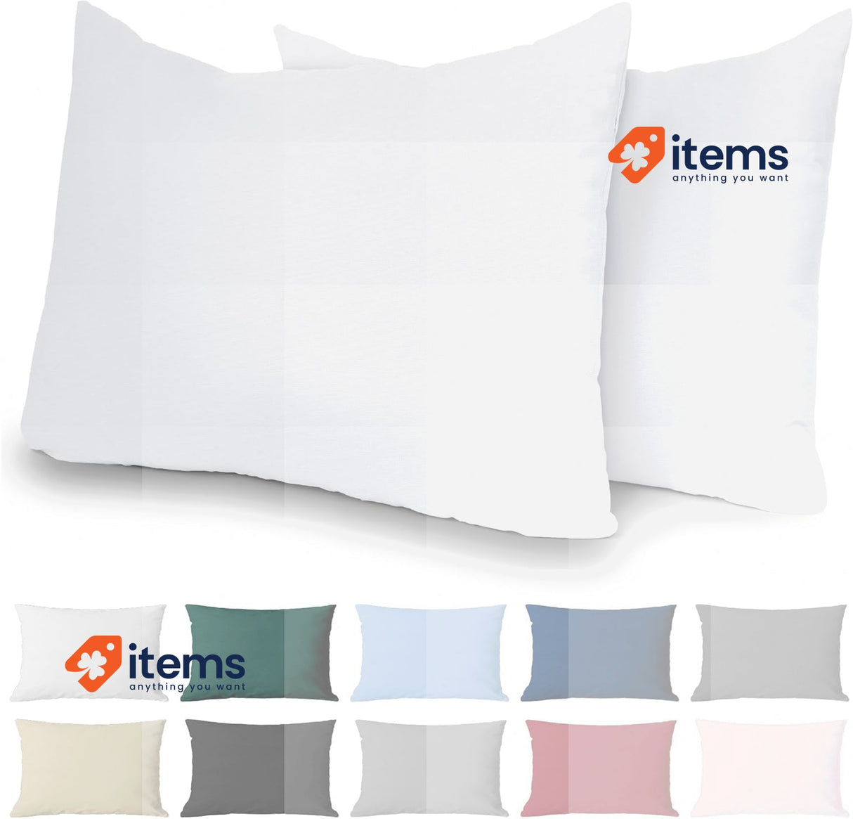 Dreamzie Set of 2 Reinforced Cotton Pillow Cases 60 x 60 cm – White Dreamzie