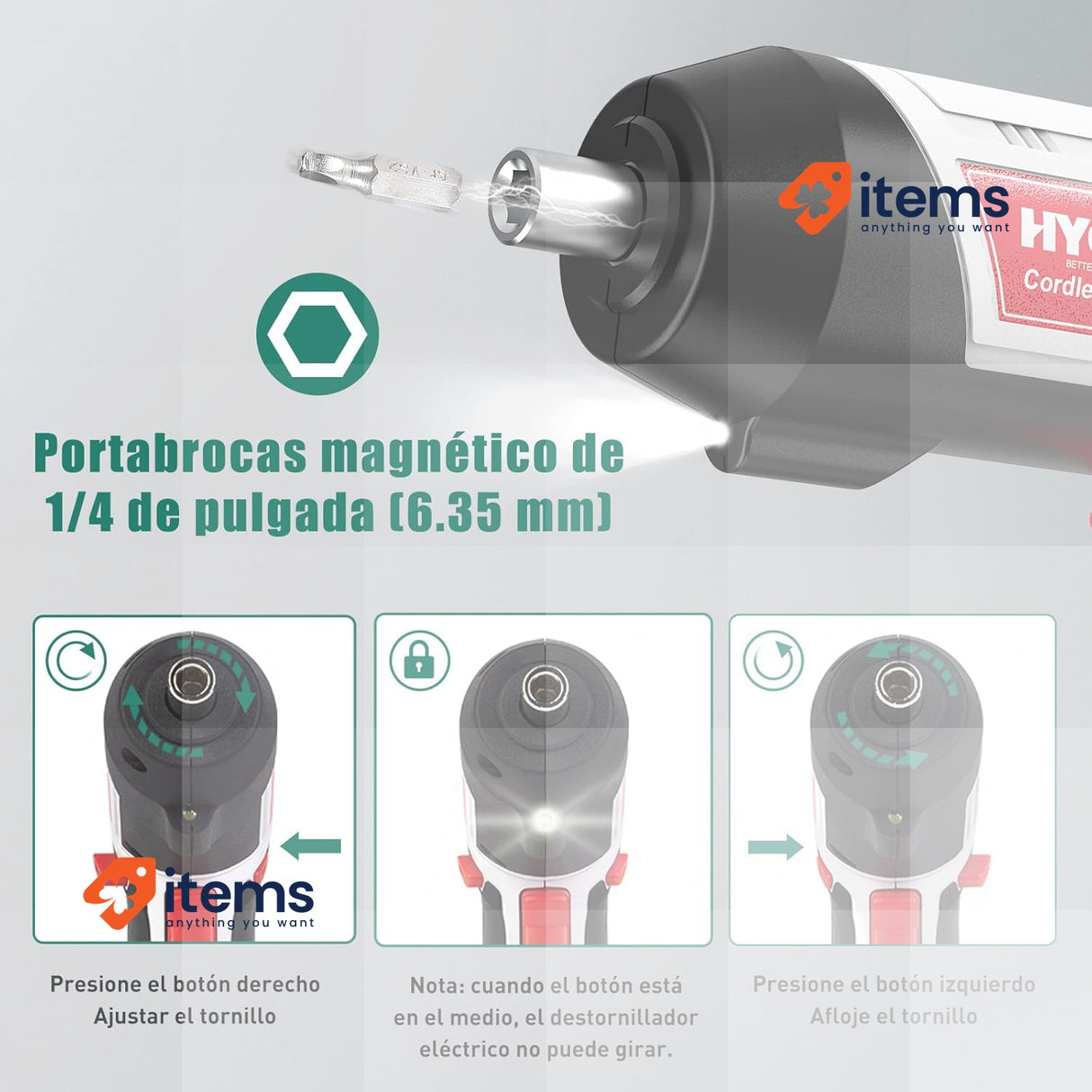 HYCHIKA Cordless Screwdriver 2000mAh 3.6V With 20 Accessories - 3.6 V, V 6Nm