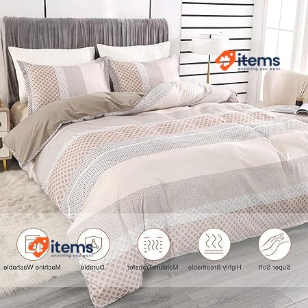 Qucover Single Duvet Cover 135x200cm+50x75*1, Beige Cream
