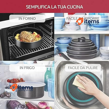Lagostina Ingenio Essential Plus Non-Stick Aluminium Cookware and Pan Set Black