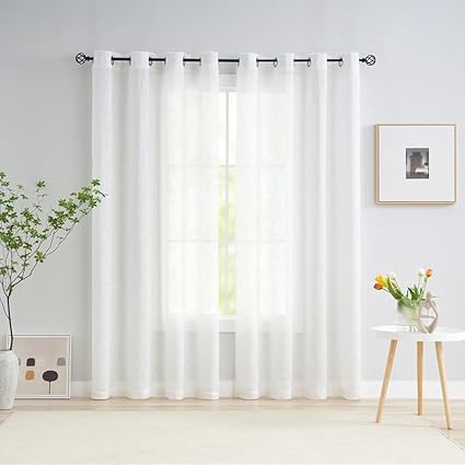 Treatmentex White Transparent Curtains for Living Room 140cm x 225cm