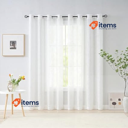 Treatmentex White Transparent Curtains For Living Room 140cm X 225cm - 140 CM