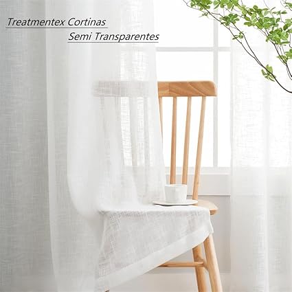 Treatmentex White Transparent Curtains for Living Room 140cm x 225cm