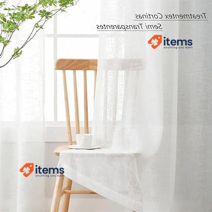 Treatmentex White Transparent Curtains For Living Room 140cm X 225cm - 140 CM