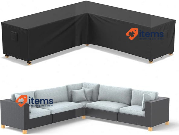 BROSYDA L Shaped Garden Furniture Covers 250x250x110 Cm Black Air Tear-Resistant