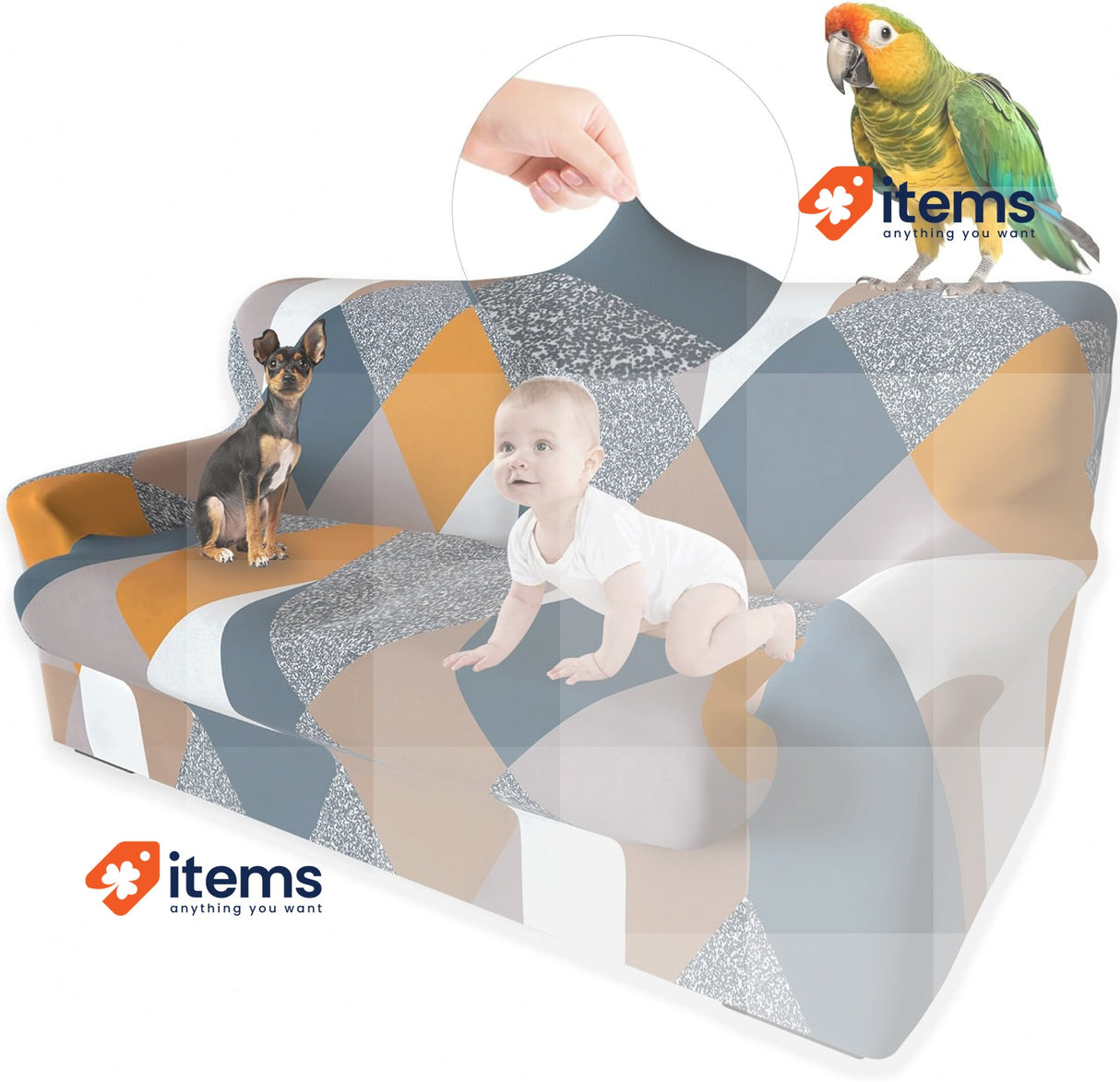 DECUORA Sofa Cove 2 Seater Stretch Fit Multicolor