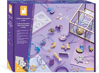 Janod J07937 14 Galaxy Resin Jewelry to Create For Kids Multicolor