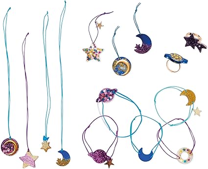 Janod J07937 14 Galaxy Resin Jewelry to Create For Kids Multicolor