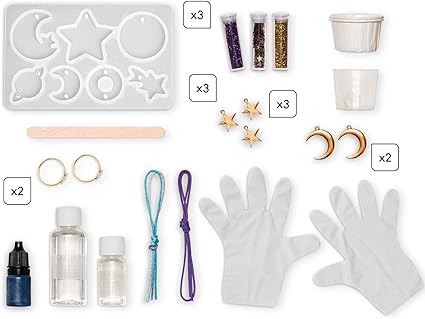 Janod J07937 14 Galaxy Resin Jewelry to Create For Kids Multicolor