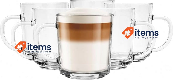 Glass Mark Krosno Latte Macchiato Cappuccino 6 Set Tea Glass, Transparent