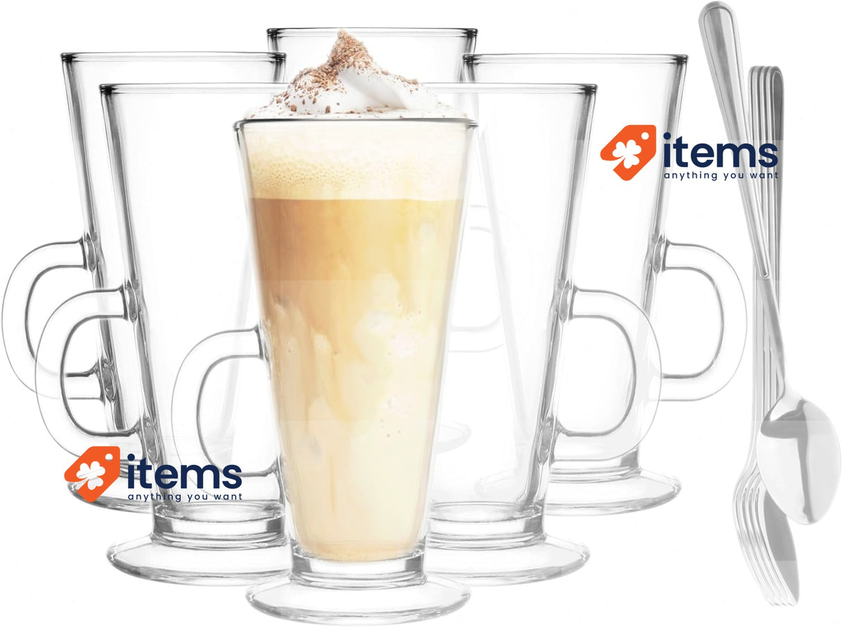 Glasmark Krosno 1992 Glasses Set of 6 0.25 litres with Spoons, Transparent