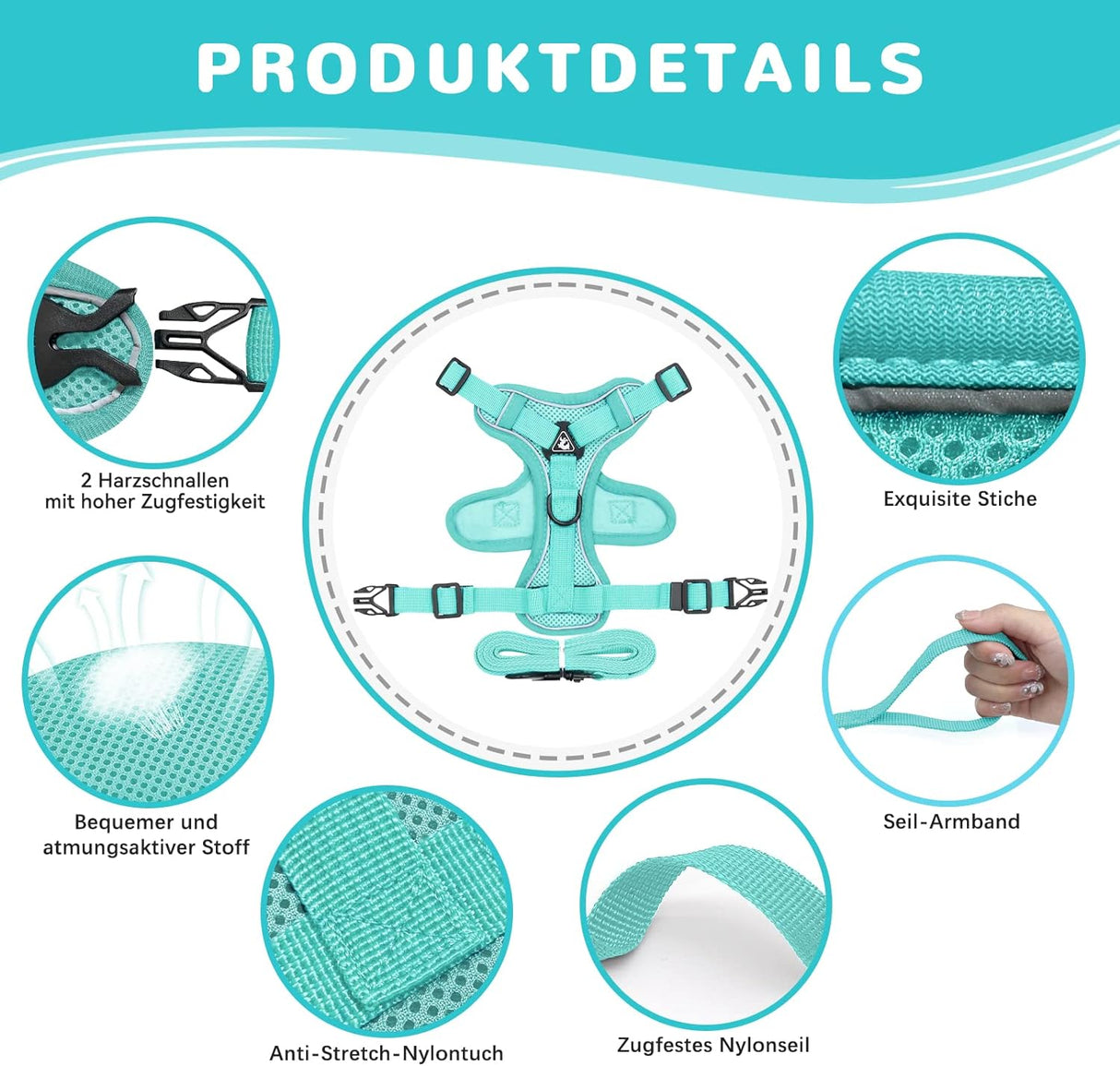 Adjustable Cat Harness Green L