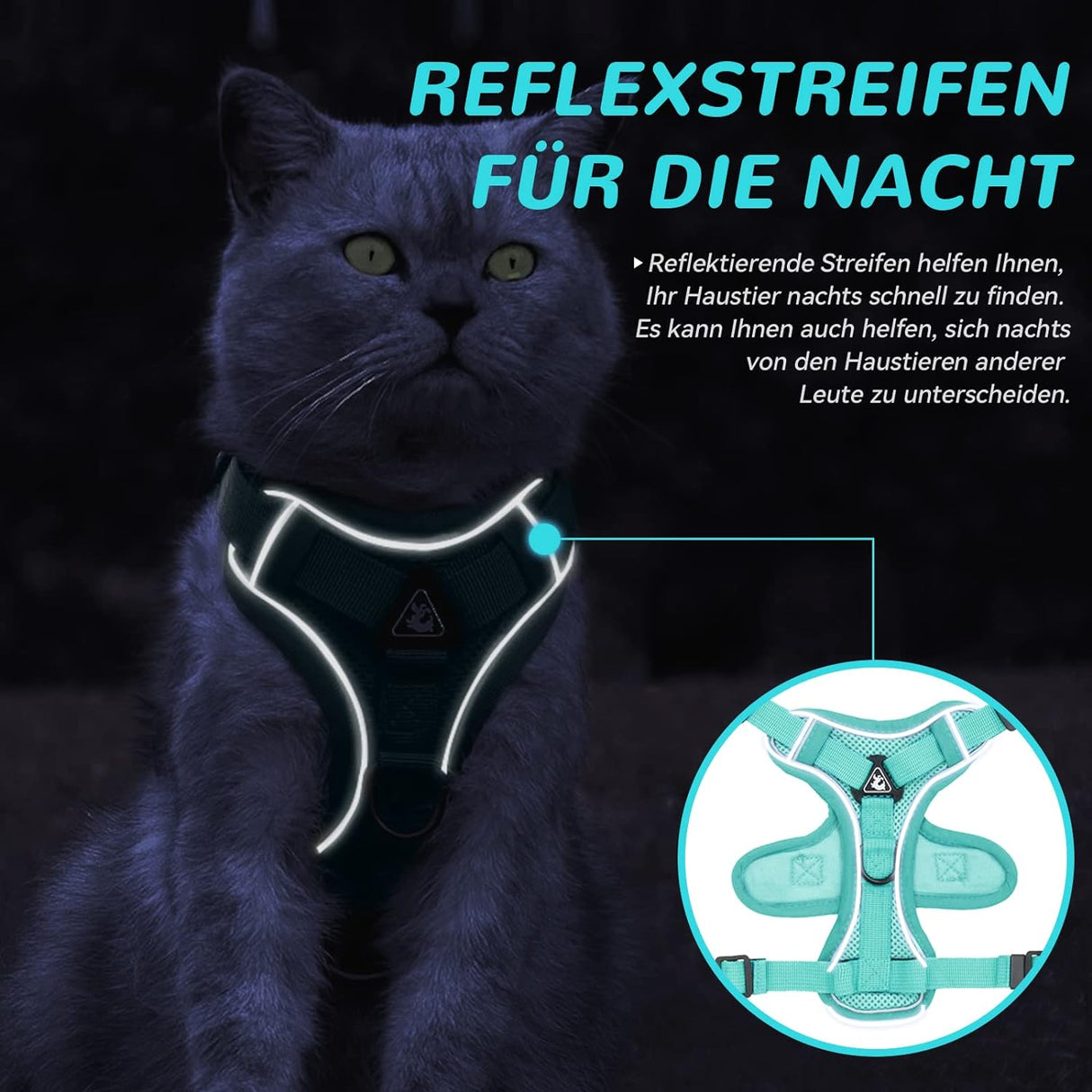 Adjustable Cat Harness Green L