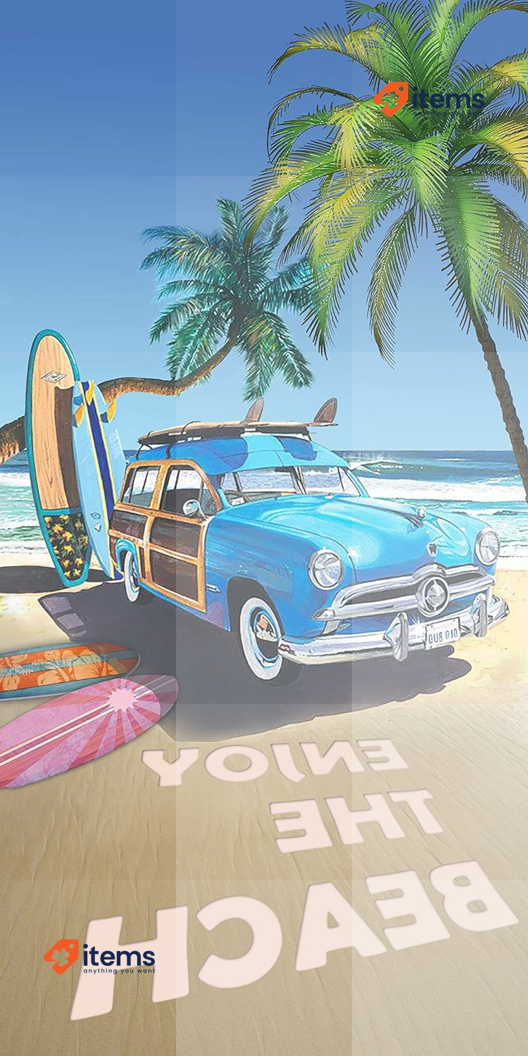 Miracle Home Enjoy The Beach Microfibre Towel, 100% Polyester, 95 x 175 cm 11758