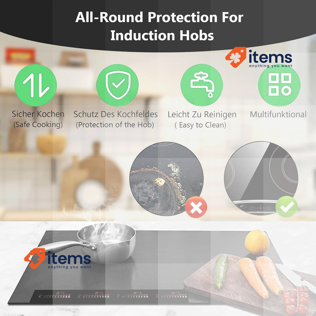 Large Induction Hob Protective Mat, 52x78 Cm Silicone Mat Heat Resistant Scratch