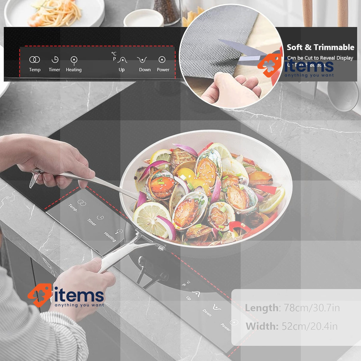 Large Induction Hob Protective Mat, 52x78 Cm Silicone Mat Heat Resistant Scratch