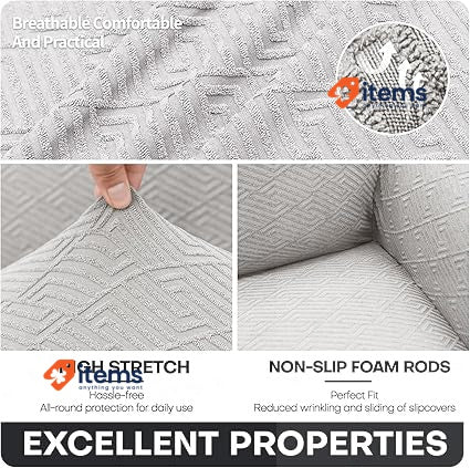 CHELZEN Super Stretch Sofa Seat Cushion Cover Chaiselounge, Silver Gray