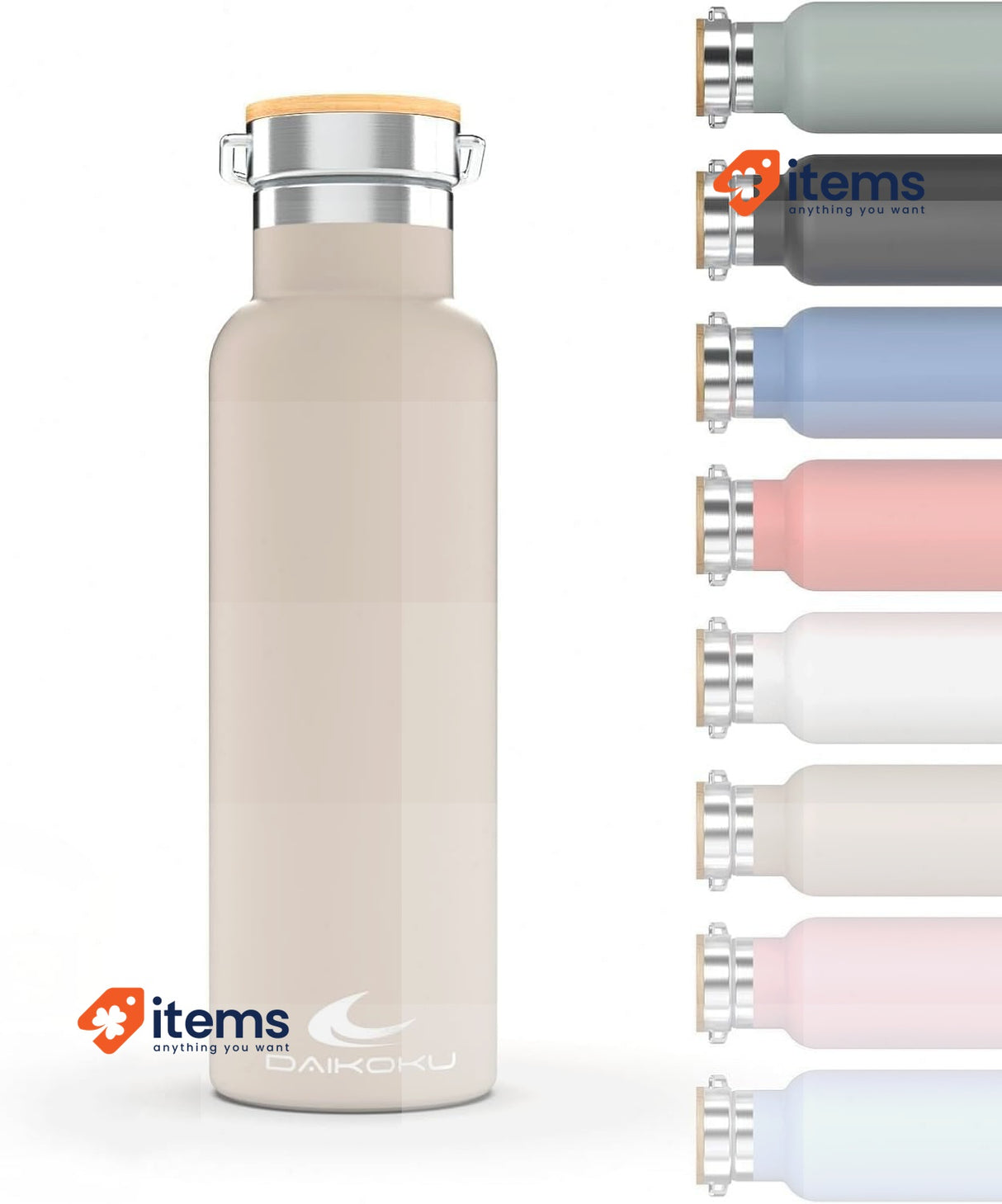 DAIKOKU Bottle Double Walled Stainless Steel Thermos Pastel Beige 500ML - 500 ML