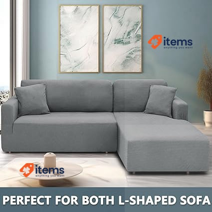 CHELZEN Elastic Sectional Couch Cover 2 Seater+2 Seater Light Gray Covers Pieces