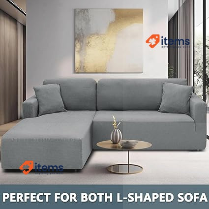 CHELZEN Elastic Sectional Couch Cover 2 Seater+2 Seater Light Gray Covers Pieces