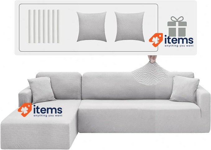 CHELZEN Elastic Sectional Couch Covers 2 Seater+2 Seater Silver Gray