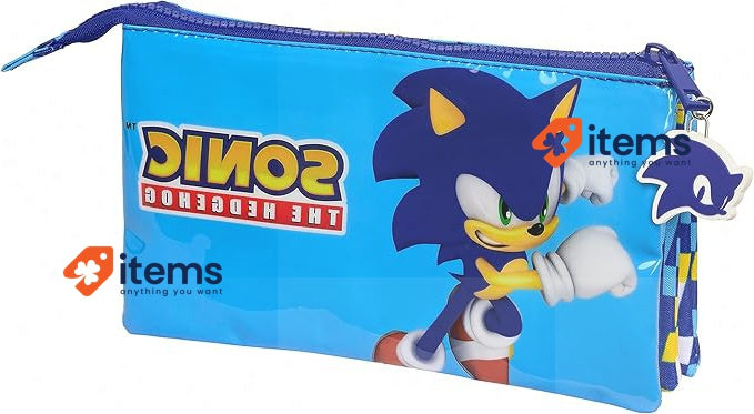 PORTATODO Sonic - Triple Pencil Case, Children's Case 22 X 3 12 Cm Blue Safta