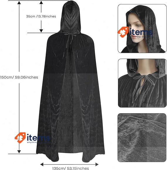 Medieval Knight Costume (9 Pieces) For Halloween Men Hooded Cloak Retro Scarf