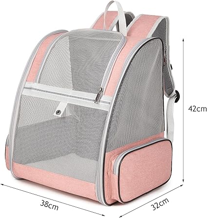 AIFUSI Pet Carrier Backpack For Dogs Cats Puppies Pink Fully Ventilated Mesh Use