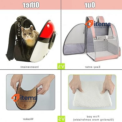 AIFUSI Pet Carrier Backpack For Dogs Cats Puppies Pink Fully Ventilated Mesh Use