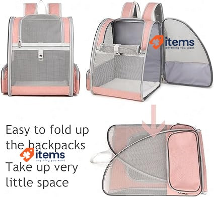 AIFUSI Pet Carrier Backpack For Dogs Cats Puppies Pink Fully Ventilated Mesh Use